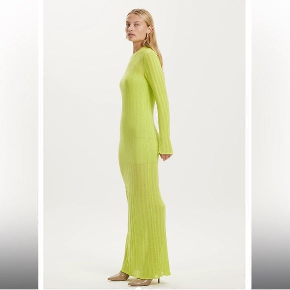 THIRD FORM bright green knit long sleeve maxi dress - Picture 3 of 6